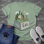 ESC Key Campground Girl walking dog funny camping shirt for pet owners