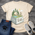 ESC Key Campground Girl walking dog funny camping shirt for pet owners