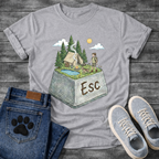 ESC Key Campground Girl walking dog funny camping shirt for pet owners