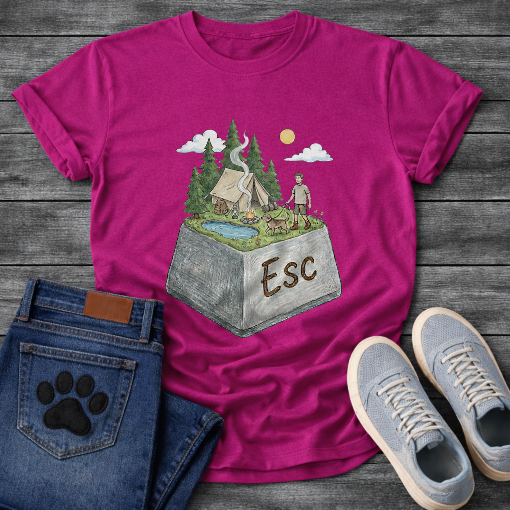 ESC Key Campground Guy funny camping shirt for dog owners and outdoor lovers
