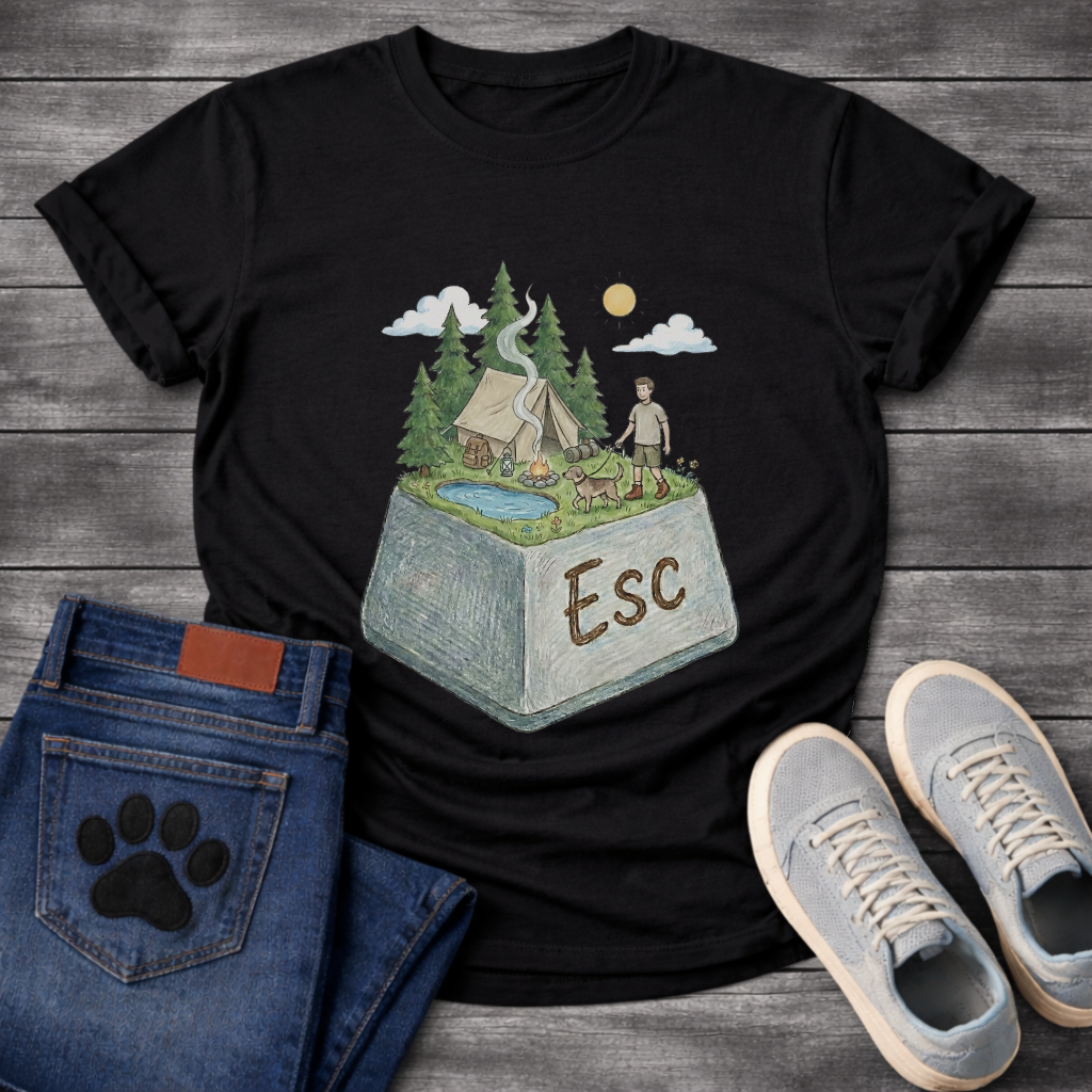 ESC Key Campground Guy funny camping shirt for dog owners and outdoor lovers