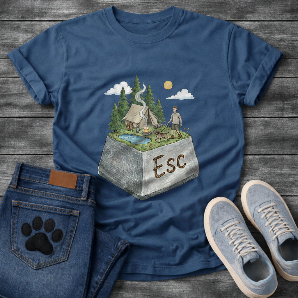 ESC Key Campground Guy funny camping shirt for dog owners and outdoor lovers