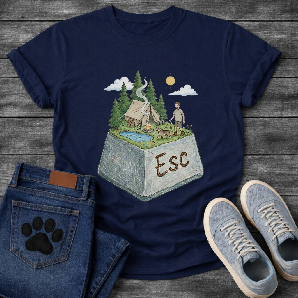 ESC Key Campground Guy funny camping shirt for dog owners and outdoor lovers