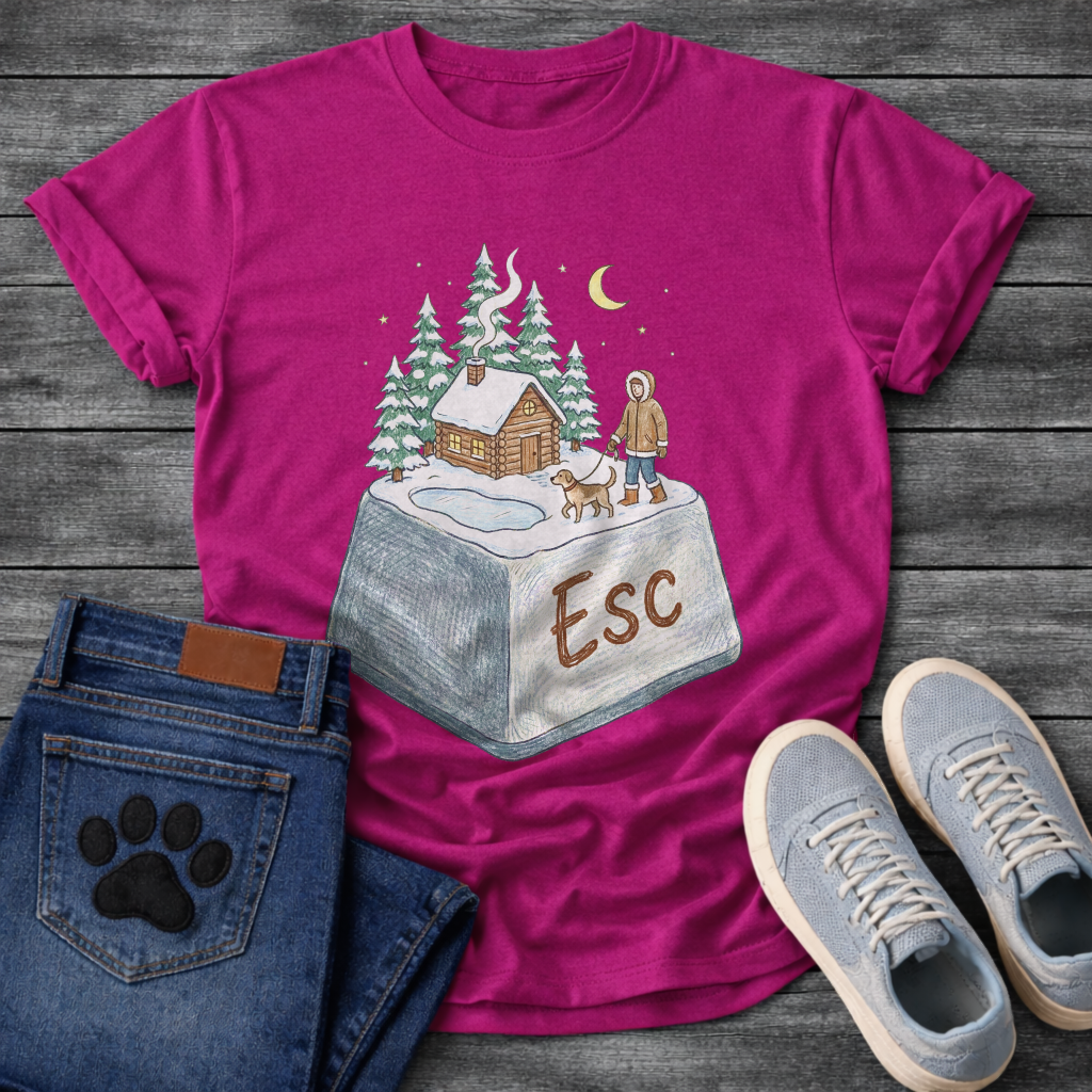 ESC Key Winter Cabin dog walking funny outdoor shirt for pet owners
