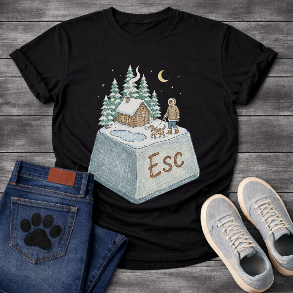 ESC Key Winter Cabin dog walking funny outdoor shirt for pet owners