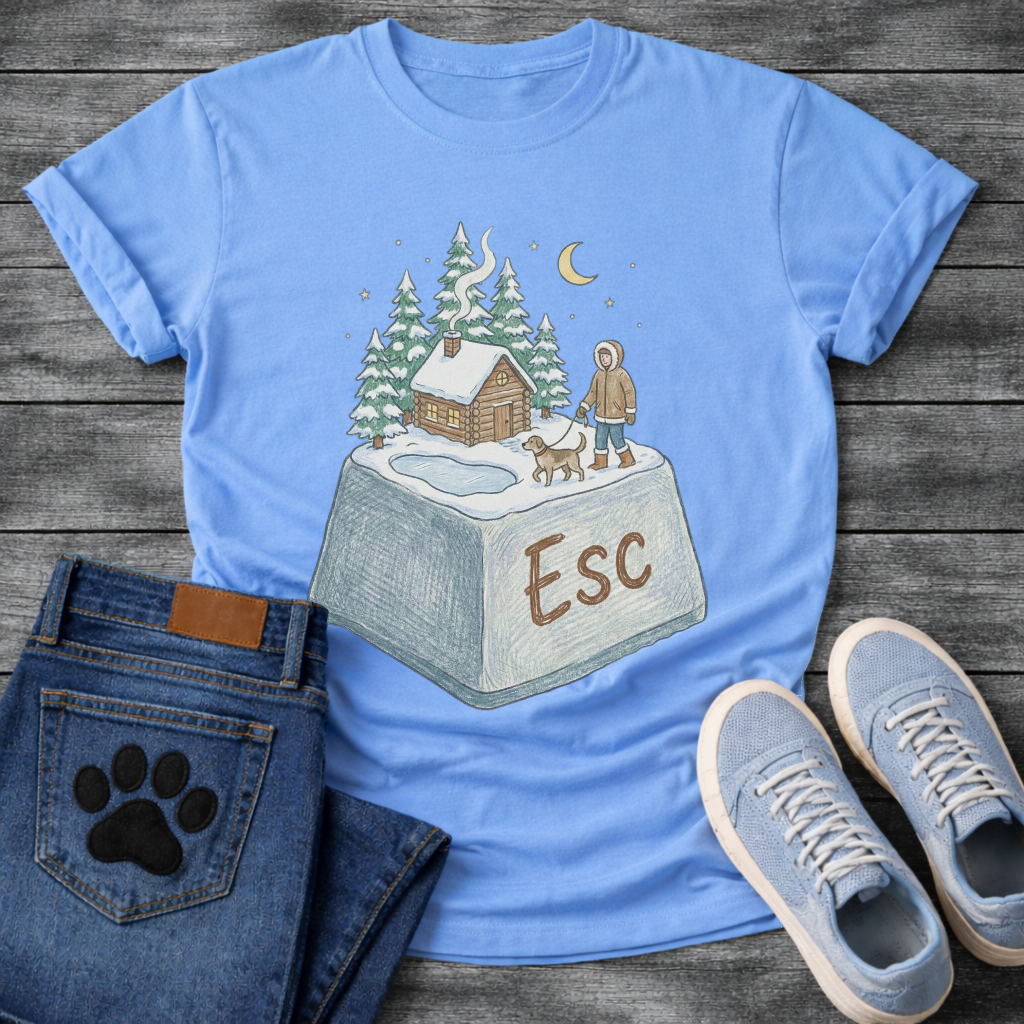 ESC Key Winter Cabin dog walking funny outdoor shirt for pet owners