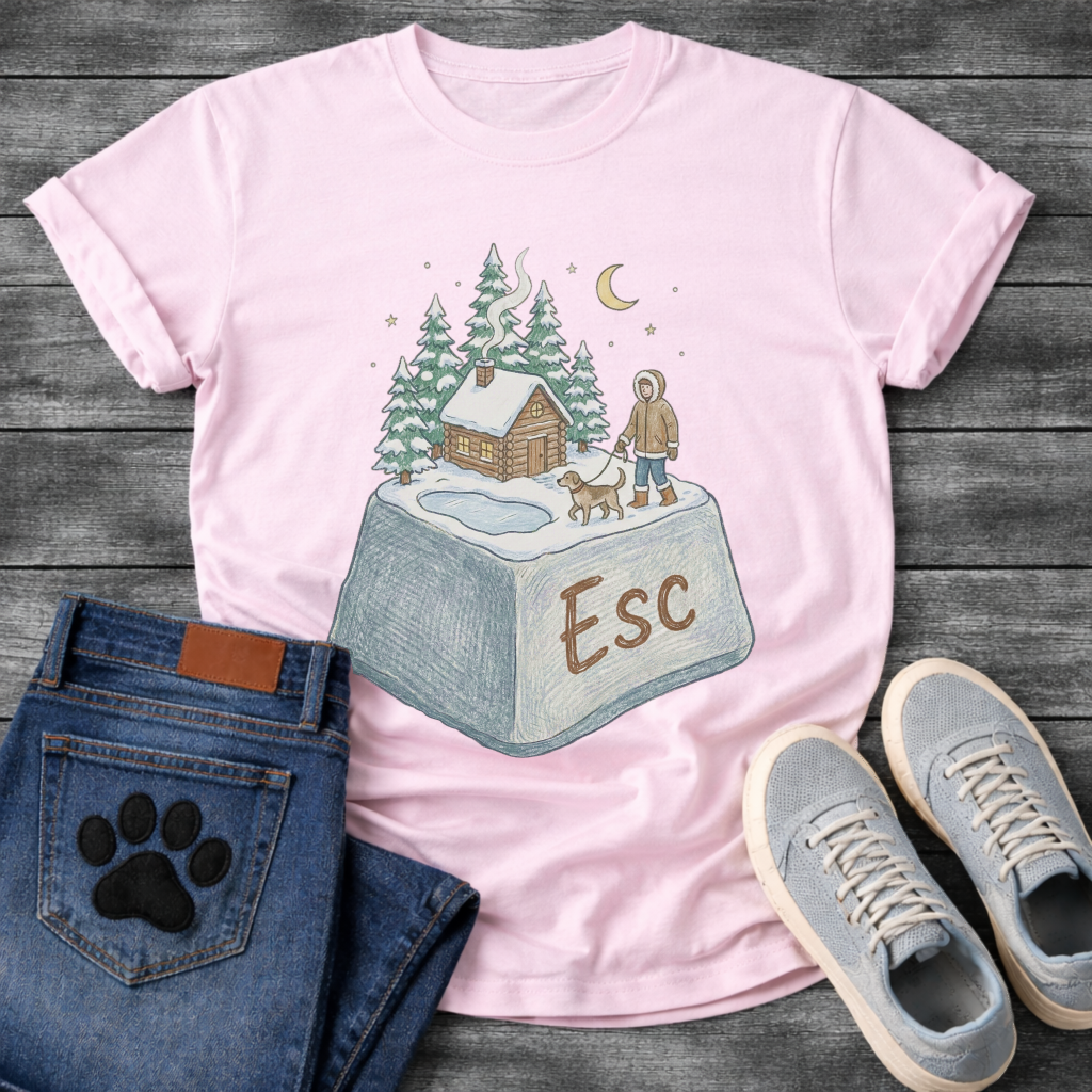 ESC Key Winter Cabin dog walking funny outdoor shirt for pet owners