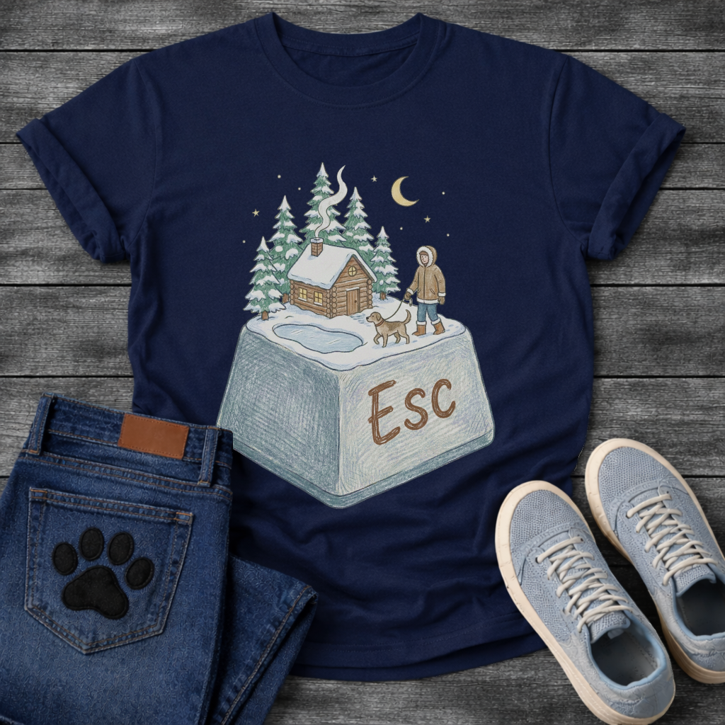 ESC Key Winter Cabin dog walking funny outdoor shirt for pet owners