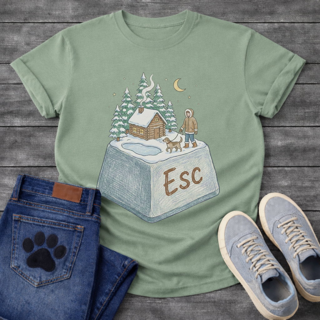 ESC Key Winter Cabin dog walking funny outdoor shirt for pet owners