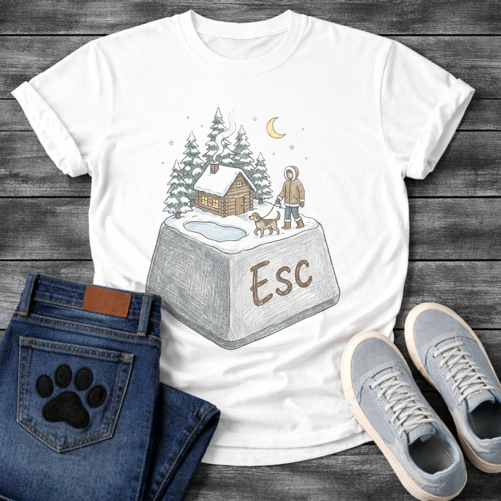 ESC Key Winter Cabin dog walking funny outdoor shirt for pet owners