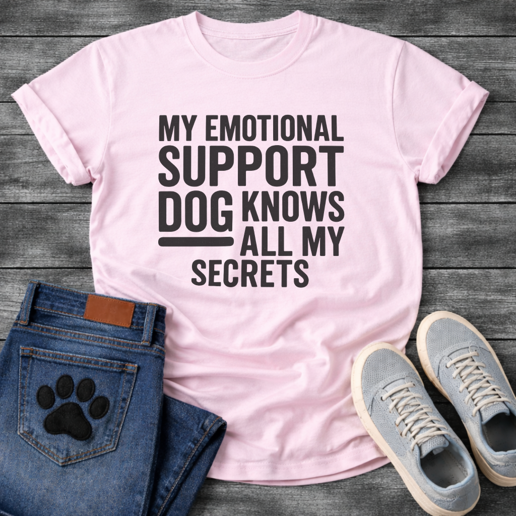 Emotional support dog funny dog shirts, pet lover apparel tee