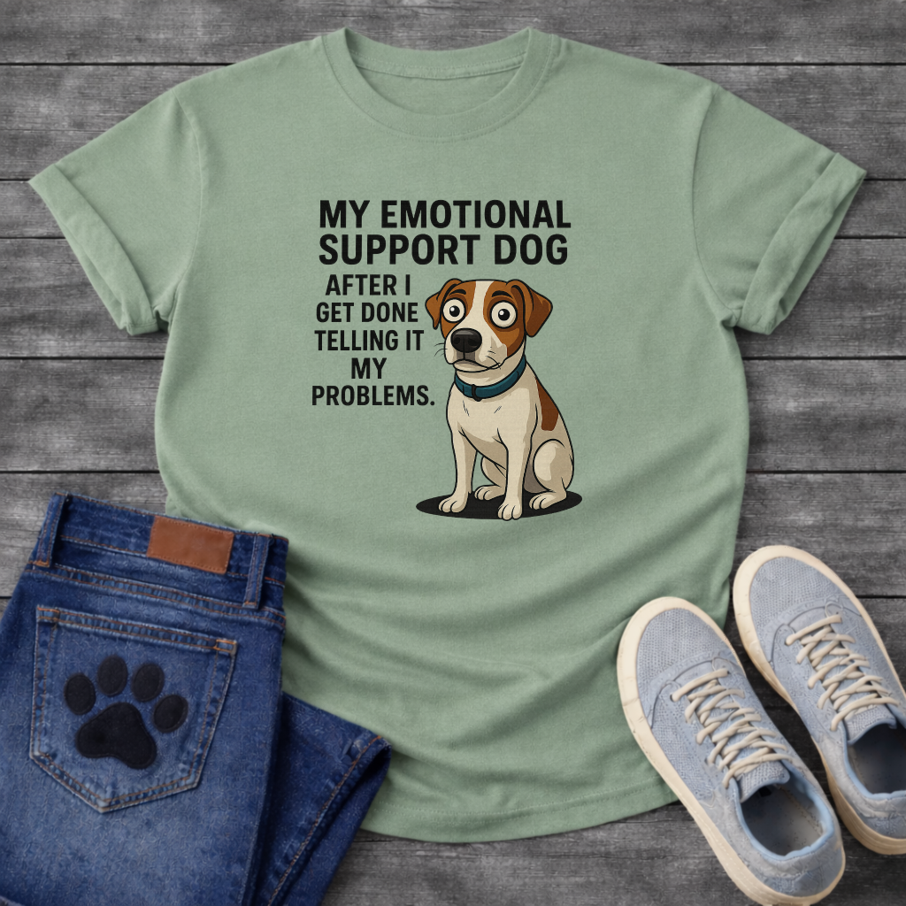 Emotional support dog funny dog shirts, pet lover apparel tee