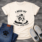 French Bulldog with bandana bow lounging with I Need My Emotional Support Potato arc typography full front graphic tee
