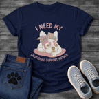 French Bulldog with bandana lying down with I Need My Emotional Support Potato typography graphic tee