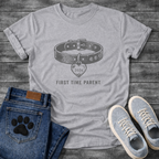 First Time Frenchie Parent 2026 dog collar heart graphic dog mom shirt tee