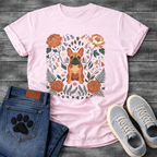 French Bulldog floral folk art botanical graphic dog mom shirt unisex tee