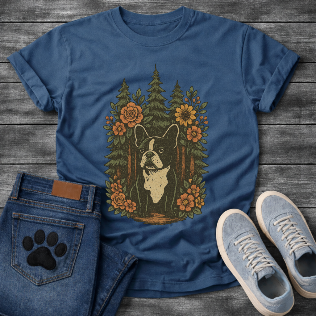 Floral forest Frenchie dog shirt with French Bulldog nature design for pet lovers