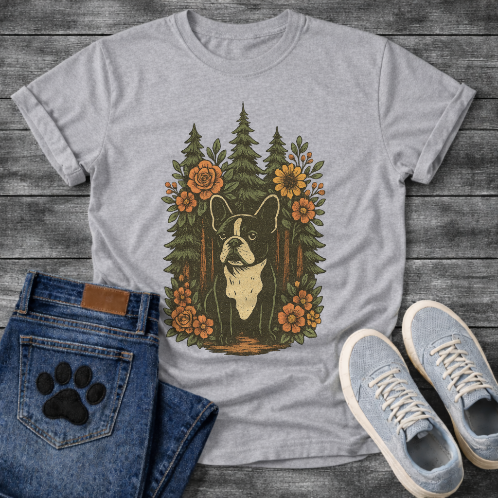 Floral forest Frenchie dog shirt with French Bulldog nature design for pet lovers