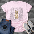 French Bulldog geometric line art forest sun graphic dog shirt unisex tee

