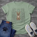 French Bulldog geometric line art forest sun graphic dog shirt unisex tee
