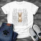 French Bulldog geometric line art forest sun graphic dog shirt unisex tee
