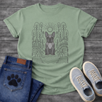 French Bulldog geometric line art forest sun graphic dog shirt unisex tee