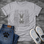 French Bulldog geometric line art forest sun graphic dog shirt unisex tee