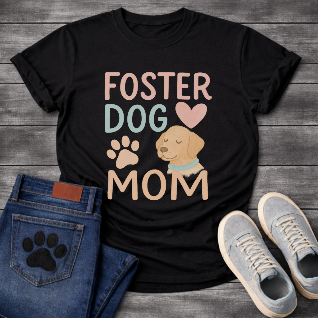 Foster dog mom shirt with sweet puppy design for rescue dog parents