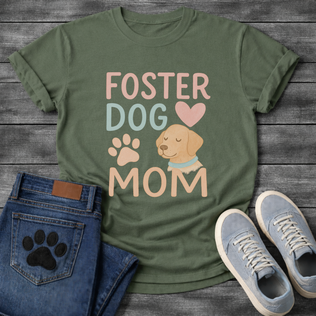 Foster dog mom shirt with sweet puppy design for rescue dog parents