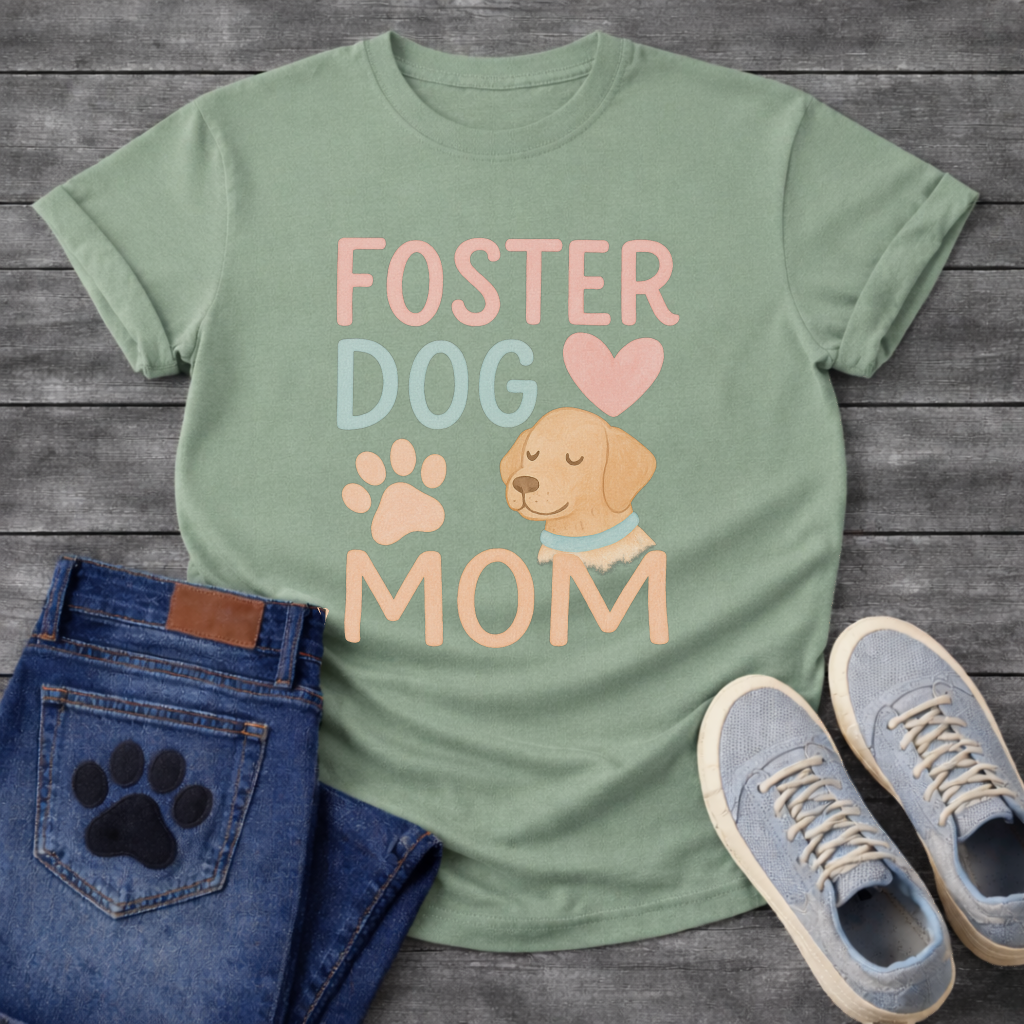 Foster dog mom shirt with sweet puppy design for rescue dog parents