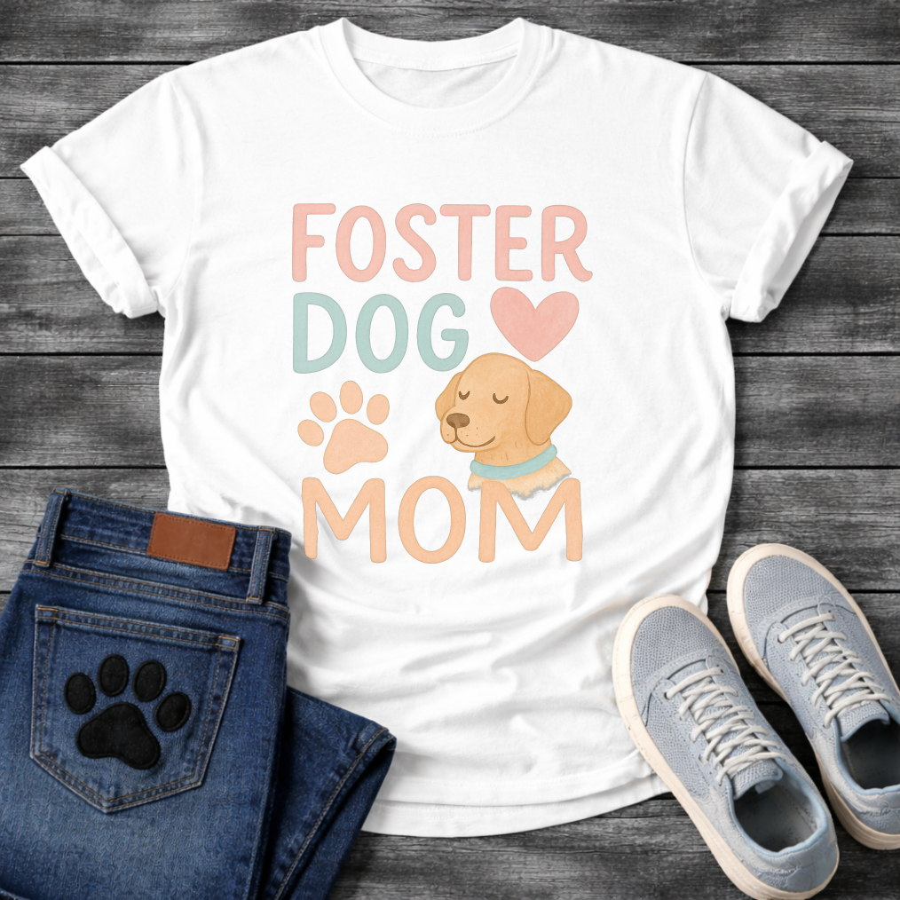 Foster dog mom shirt with sweet puppy design for rescue dog parents