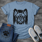 French Bulldog halftone portrait face graphic dog shirt unisex tee white