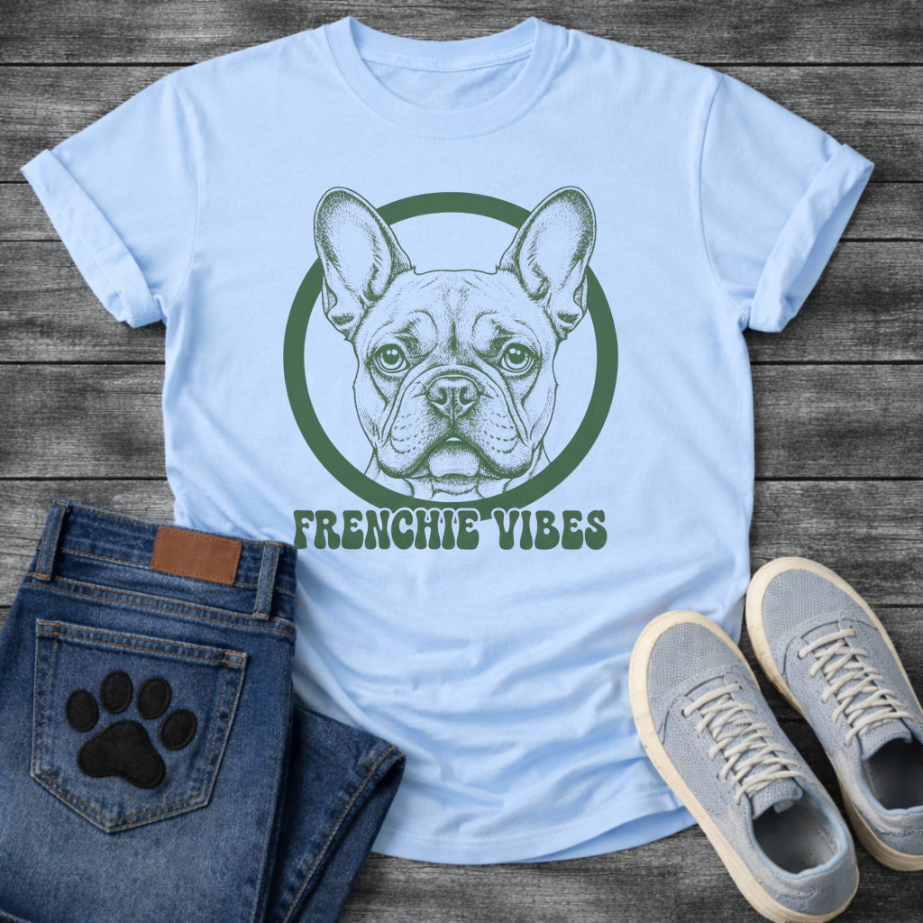 Frenchie Vibes funny dog shirt white French Bulldog pet lover apparel tee
