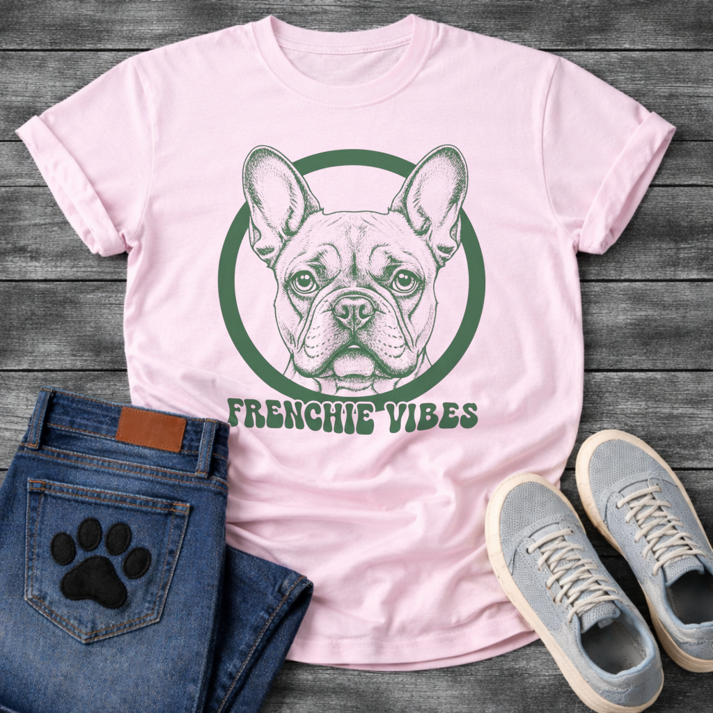 Frenchie Vibes funny dog shirt white French Bulldog pet lover apparel tee
