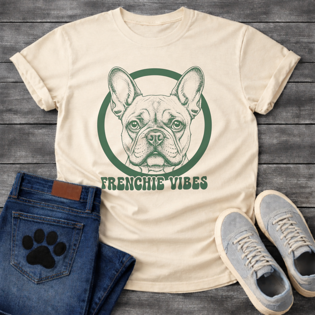 Frenchie Vibes funny dog shirt white French Bulldog pet lover apparel tee
