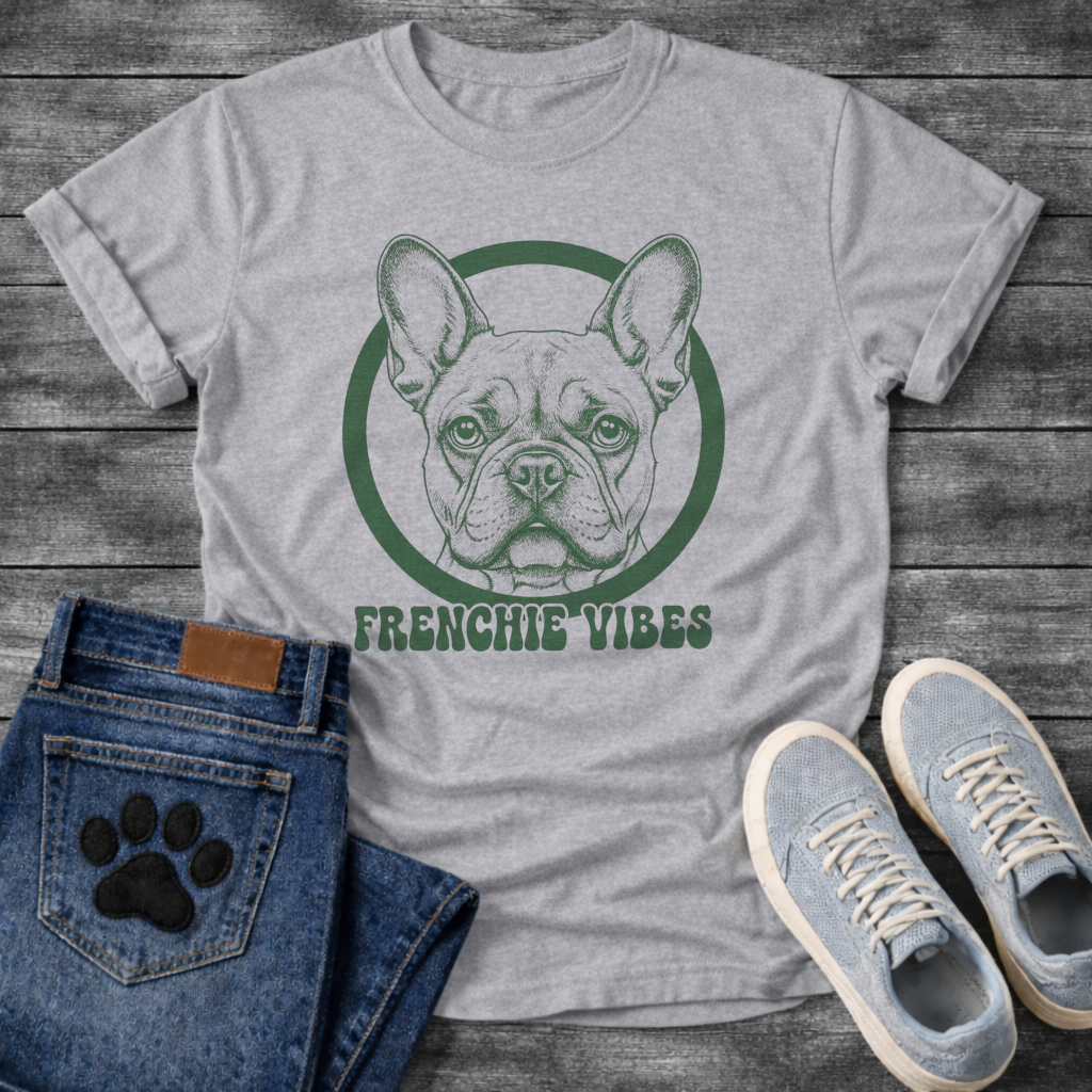 Frenchie Vibes funny dog shirt white French Bulldog pet lover apparel tee
