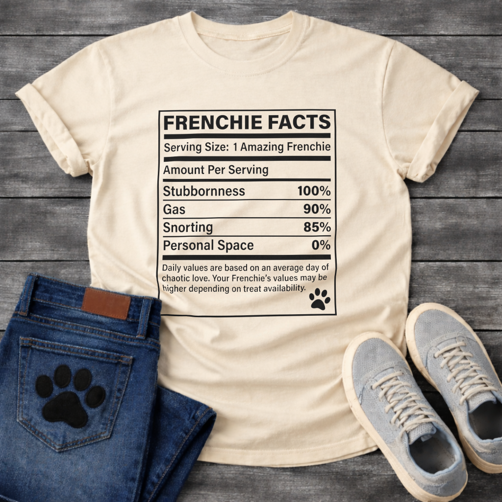 Frenchie Facts nutrition label funny French Bulldog shirt for dog lovers