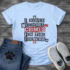 I Would Commit Crimes For This Frenchie ransom note collage typography with Frenchie icons and paw print graphic tee
