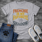 Frenchie Is My Favorite Shadow retro bold typography with French Bulldog line art graphic tee
