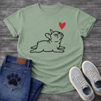 Frenchie Love cute dog shirt white French Bulldog line art heart pet lover tee