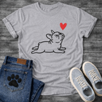 Frenchie Love cute dog shirt white French Bulldog line art heart pet lover tee