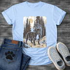 Frenchie moonlit forest woodcut vintage t-shirt sage gold black pet lover apparel dog lover gift
