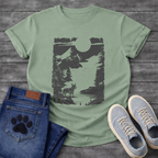 French Bulldog vintage woodcut mountain moon night graphic dog shirt unisex tee

