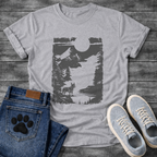 French Bulldog vintage woodcut mountain moon night graphic dog shirt unisex tee
