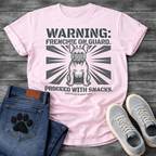 French Bulldog with sunburst background Warning Frenchie On Guard Proceed With Snacks Certified Guard Unit military stencil graphic tee
