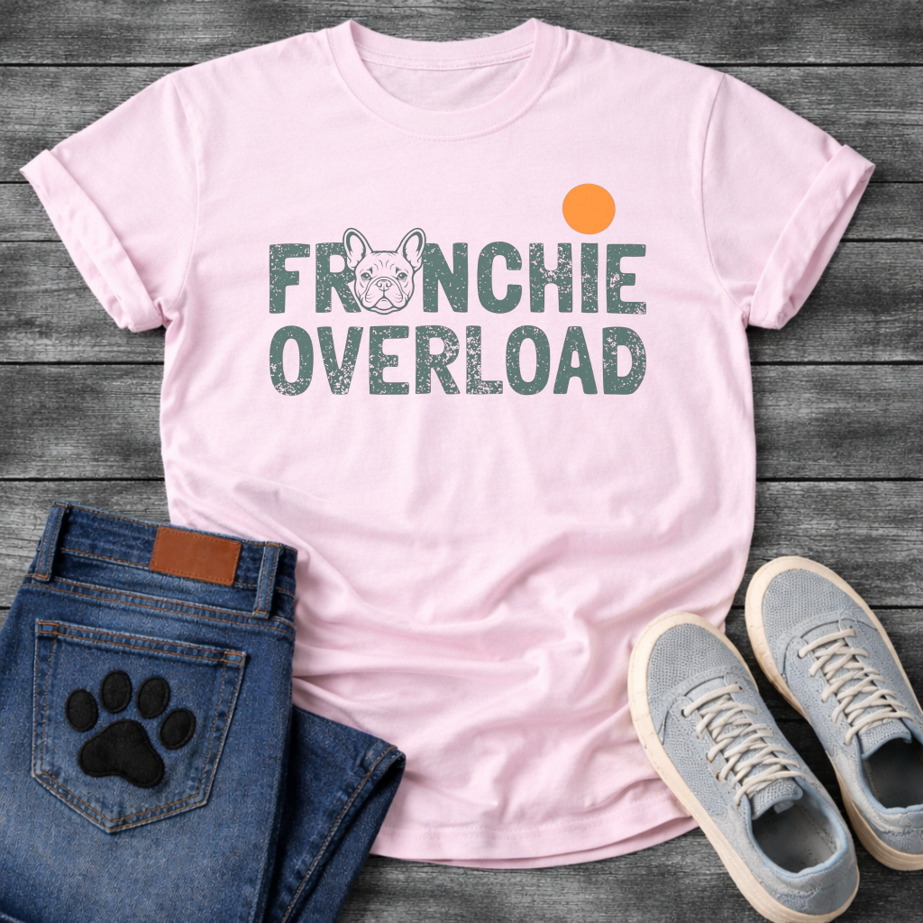 French Bulldog Frenchie Overload typography funny dog shirt graphic unisex tee
