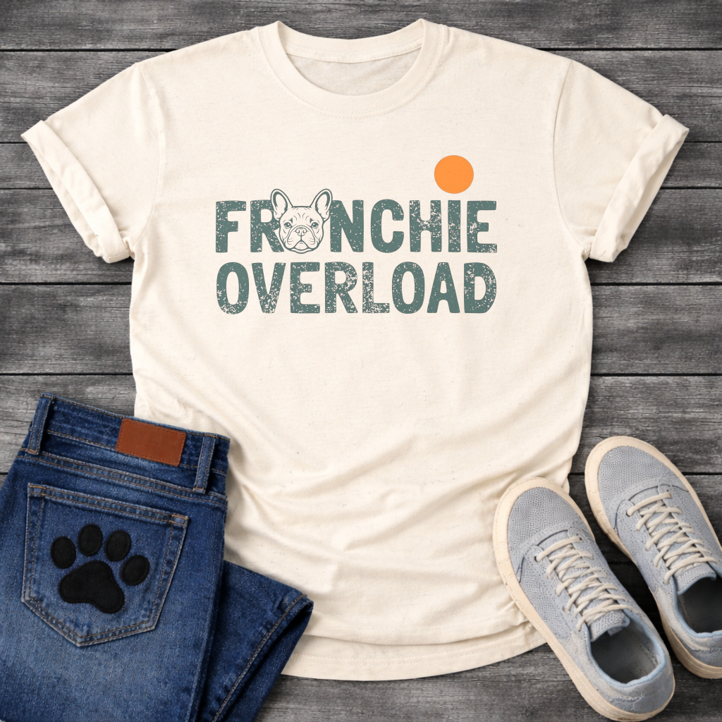 French Bulldog Frenchie Overload typography funny dog shirt graphic unisex tee

