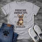 Frenchie Owner Tips diagram funny dog shirt French Bulldog graphic unisex tee
