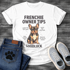 Frenchie Owner Tips diagram funny dog shirt French Bulldog graphic unisex tee
