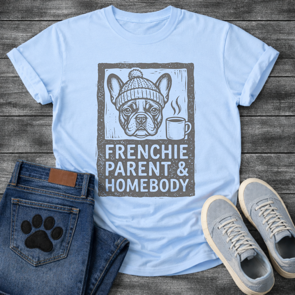 Frenchie Parent Homebody French Bulldog beanie coffee funny dog shirt tee
